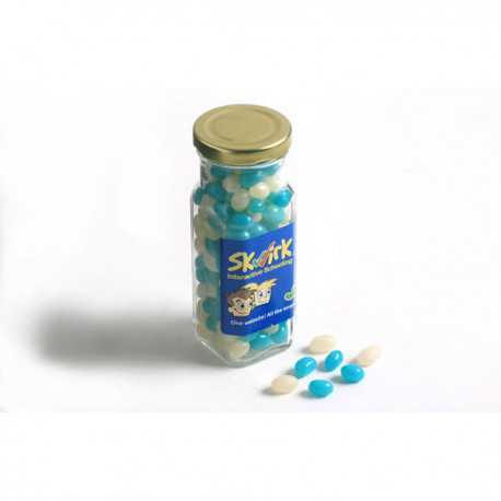 Promotional Jelly Beans - Jelly Beans in Glass Tall Jar 220G (Mixed Colours or Corporate Colours)