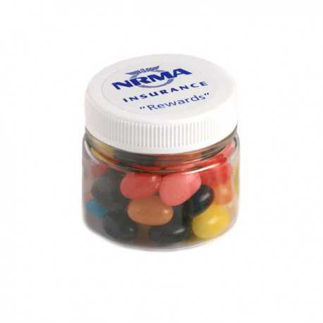 Promotional Jelly Beans - Jelly Beans in Plastic Jar 65G (Mixed Colours or Corporate Colours)