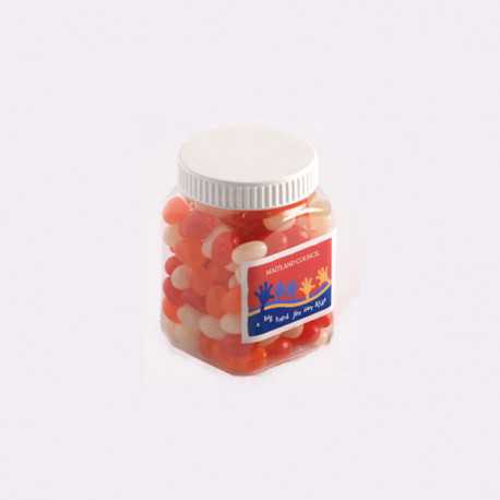 Promotional Jelly Beans - Jelly Beans in Plastic Jar 180G (Mixed Colours or Corporate Colours)