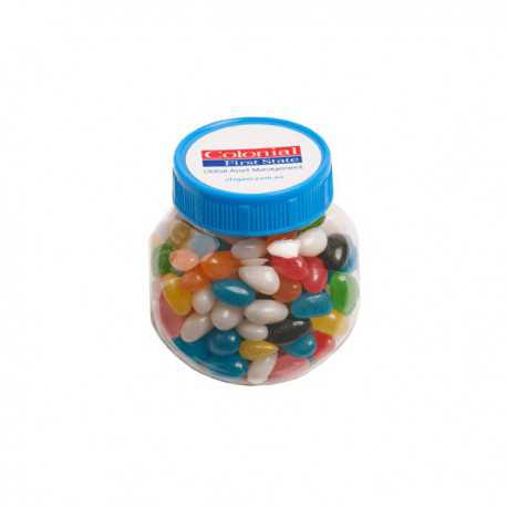 Promotional Jelly Beans - Plastic Jar Filled with Jelly Beans 170G (Corp Coloured or Mixed Coloured Jelly Beans)