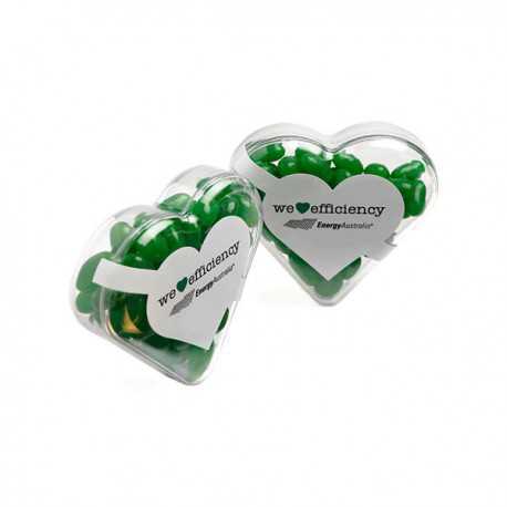 Promotional Jelly Beans - Acrylic Heart Filled with Jelly Beans 50G (Mixed Colours or Corporate Colours)