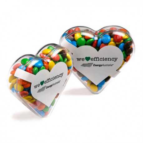 Promotional Chocolates - Acrylic Heart Filled with Mini M&Ms 50G