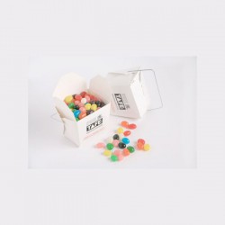 White Cardboard Noodle Box with Jelly Beans 100G (Mixed Colours or Corporate Colours)