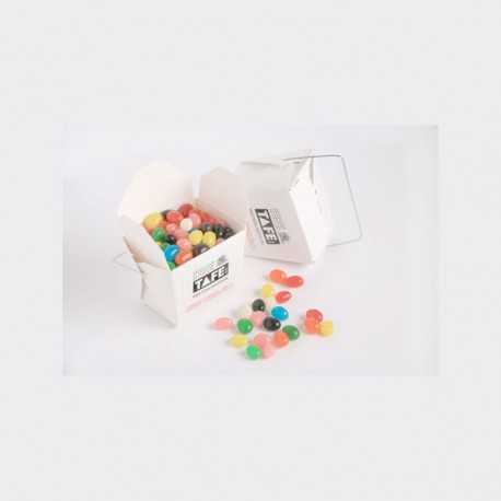 White Cardboard Noodle Box with Jelly Beans 100G (Mixed Colours or Corporate Colours)