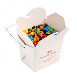 White Cardboard Noodle Box with M&Ms 100G