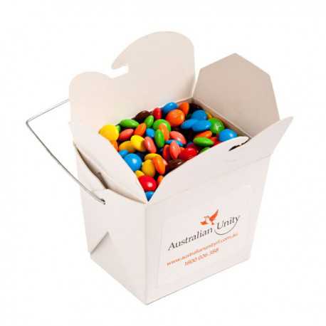 Promotional Chocolates - White Cardboard Noodle Box with M&Ms 100G