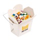 Promotional Lollies - White Cardboard Noodle Box Filled with Personalised Rock Candy 100G