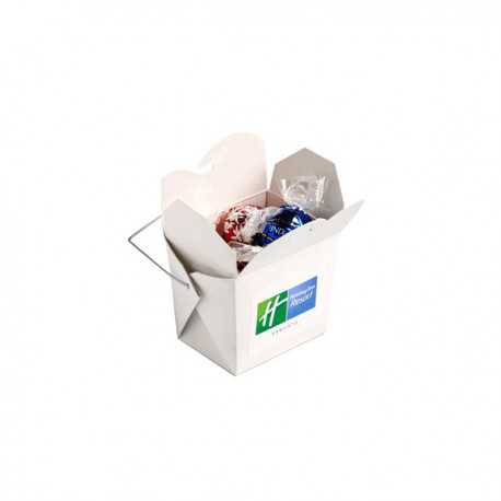 Promotional Lollies - White Cardboard Noodle Box with Lindor Balls X5