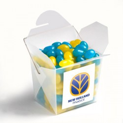 Frosted Pp Noodle Box Filled with Jelly Beans 100G (Mixed Colours or Corporate Colours)