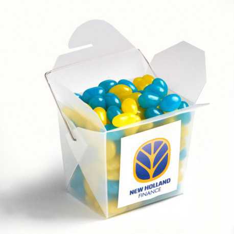 Promotional Jelly Beans - Frosted Pp Noodle Box Filled with Jelly Beans 100G (Mixed Colours or Corporate Colours)