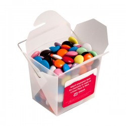 Frosted Pp Noodle Box Filled with Choc Beans (Smartie Look Alike) 100G (Corporate Colours)