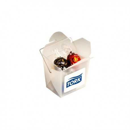 Promotional Lollies - Frosted Pp Noodle Box Filled with Lindt Lindor Balls X5