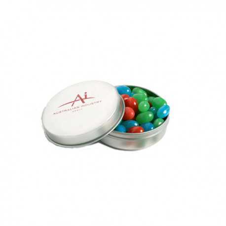 Promotional Jelly Beans - Candle Tin Filled with Mini Jelly Beans 50G (Mixed Colours or Corporate Colours)