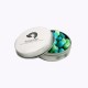 Sweets in Tin Packs - Candle Tin Filled with Corporate Coloured Tiny Humbugs 50G