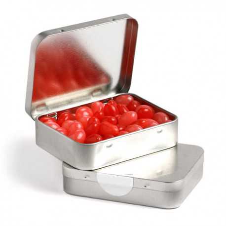 Promotional Jelly Beans - Rectangle Hinge Tin Fillled with Jelly Beans 65G (Mixed Colours or Corporate Colours)