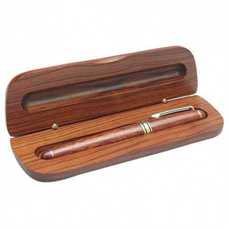 Plastic Promotional Pens - Wood Case Single