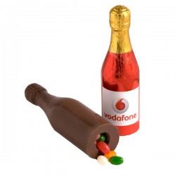 Chocolate Champagne Bottle 100G Filled with 80G Jelly Beans (Corp Coloured or Mixed Coloured Jelly Beans)