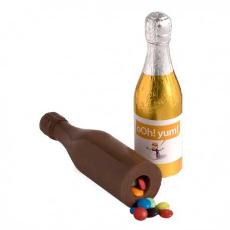 Promotional Chocolates - Chocolate Champagne Bottle 100G Filled with 80G Choc Beans (Mixed Colours)