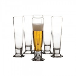 Printed Glasses - Vertigo Footed Pilsner 430ml Set of 6 Gift Boxed