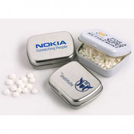Sweets in Tin Packs - Small Rectangle Tin (White or Silver)