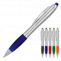 Plastic Pen Ballpoint Stylus Silver Cara